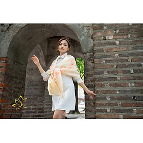 Khăn Lụa Tơ Tằm Vẽ Tay SenSilk Limited Hoa Đào - Quà Tặng May Mắn, 100% Silk made in Vietnam 180x55cm