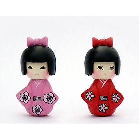 Đôi búp bê mặc Kimono trang trí bon sai, tiểu cảnh "Chị em cây khế"