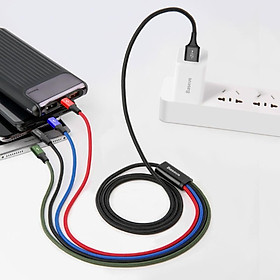 Mua Cáp sạc đa năng Baseus 4 in 1 cho iPhone 11 Pro Max   Huawei Pro 30 iPad Samsung máy tính bảng Android sạc nhanh 3.5A Max (2 cổng Lightning + 1 cổng Type-c + 1 cổng Micro) - Hàng Chính Hãng