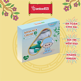 Set 5 khăn sữa sợi tre Bamboo Life cho bé kích thước 30x30 cm mềm mịn thấm