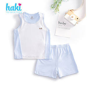 Bộ quần áo 3 lỗ cho bé phối màu vải sợi tre siêu mềm mịn mát lạnh cao cấp - Bộ sát nách cho bé Haki từ 3 tháng đến 3 tuổi (4kg-15kg) BB005