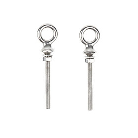 2Pcs M6 60mm Threaded Lifting Eye Bolt Ring Tie Down Stainless Steel