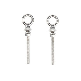 2Pcs M8 80mm Threaded Lifting Eye Bolt Ring Tie Down Stainless Steel