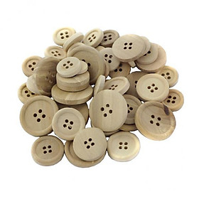 4-5pack 50Pcs Mixed Size Natural 4 Holes Wooden Round Buttons for Sewing