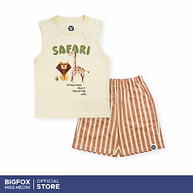 Bộ ba lỗ bé trai size đại Bigfox Miss Meow mặc nhà mùa hè vải cotton cho trẻ em nam 3-11 tuổi
