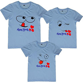 Áo Thun Gia Đình Happy Family Màu Xanh Dương