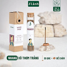 Nhang Thủ Công Xô Thơm Trắng 3 Lành Hộp 30 Que 100 % Tự Nhiên Tặng Kèm Đế Chăm Không Hóa Chất Xông Thơm - Combo 2 Hộp Xô Thơm