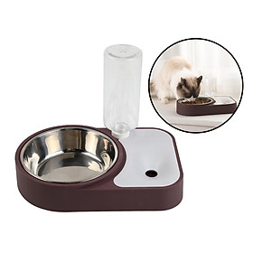 Dog Cat Bowls Pets Water and Food Bowl Set Automatic Waterer Bottle Coffee