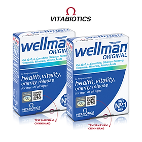 Combo 2 Hộp Viên Uống Vitabiotics WELLMAN Tăng Cường Sức Khỏe, Hạn Chế Lão Hóa Cho Nam Giới Hộp 30 Viên