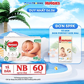 Tã Dán Siêu Cao Cấp Huggies Platinum Naturemade NB60 (60 Miếng)
