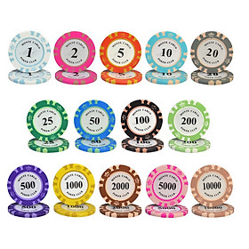 Hình ảnh Combo 10 Chip Poker  Phỉnh Poker Có Số Cao Cấp