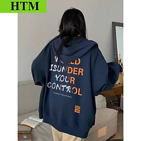 Áo Khoác Hoodie Nỉ Nam Nữ Dáng Form Rộng Sau Lưng Áo In Nhiều Chữ kiểu HTM FASHION - Xanh Đen