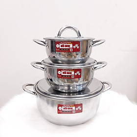 Mua Bộ 3 Nồi Inox 430 Cao Cấp Jubilee Mart Dùng Được Bếp Từ Chất Liệu Không Gỉ Sáng Bóng Đáy Dày Dặn - Hàng Chính Hãng