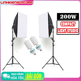 Mua COMBO 2 Bộ kit softbox studio compas mk  200w 5500K hỗ trợ ánh sáng chụp ảnh sản phẩm   lookbook   chân dung
