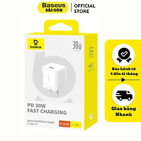 Củ Sạc Nhanh Baseus GaN5S Fast Charger 1C 30W -Hàng chính hãng - Chân cấm dẹp - Màu Trắng