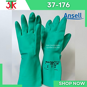 Găng tay cao su Nitrile Ansell 37-176 chống hóa chất , chống dầu , chống nước,  lót cotton thấm hút mồ hôi tốt