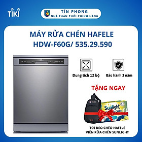 Máy rửa chén Hafele HDW-F60G/ 535.29.590 - Tải trọng rửa 12 bộ - Rửa nửa tải - Sấy tăng cường - Hàng chính hãng