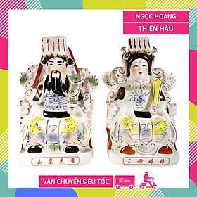 Bộ tượng Ngọc Hoàng và Thiên Hậu Nương Nương gốm sứ ngồi vẽ màu cao cấp - Cao 30cm