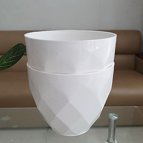 Bộ 2 chậu tròn kim cương trắng cỡ lớn rất dày và đẹp 37x31cm