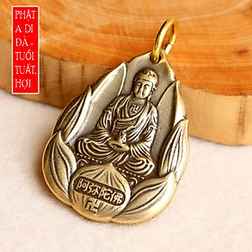 Hình ảnh Dây chuyền mặt Phật Bản Mệnh hoa sen bằng đồng - MV02
