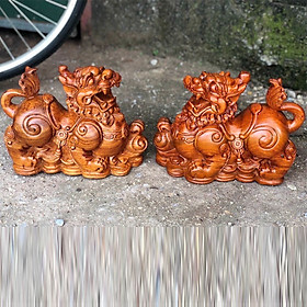 Mua Tượng Nghê Gỗ Hương một cặp 2 con   tượng gỗ . nghê gỗ hương  nguyên khối