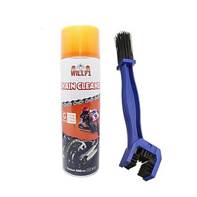 Chai xịt rửa sên xe máy/ moto WILLF1 Chain Cleaner 500ml Tặng kèm bàn chải vệ sinh sên 3D