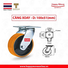 Mua Bánh xe tải nặng PU càng xoay 360 độ 100-125-150-200mm - Happy Move Thái Lan