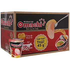 Thùng 24 ly mì khoai tây Omachi xốt bò hầm 113g (có cây thịt thật)
