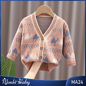 Áo len cardigan vintage bé trai, chất len sợi đanh mềm mịn đẹp, không bai xù, phong cách Hàn Quốc xinh xắn | MA24