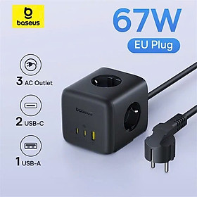 Mua Bộ Sạc Nhanh 3AC+1U+1C Baseus EnerFill FA11 Cube Power Strip 67W (Tích Hợp Dây Nguồn Nối Dài 1.5m Chân EU)   HÀNG CHÍNH HÃNG  