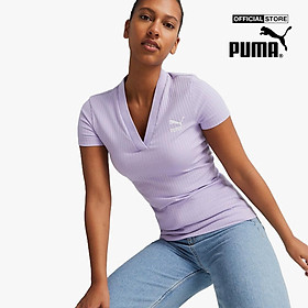 PUMA - Áo thun nữ cổ V tay ngắn Classics Ribbed538054