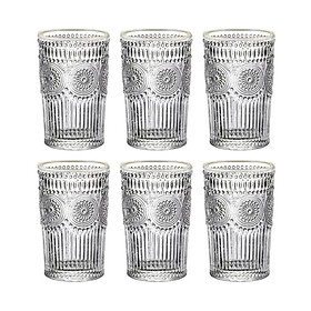Ly Thủy Tinh Hoa Văn Navivu Vintage Glass 300 - 350ml - Bộ 6 ly - Ly lớn Không viền