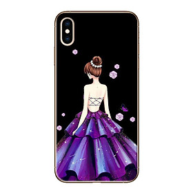 Ốp lưng dành cho iPhone XS - Cô Gái Đầm Tím Nền Đen