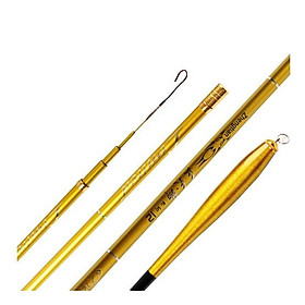 Cần câu tay câu đơn câu đài vàng ánh kim 2H siêu dẻo tặng kèm ngọn phụ CT37 - Sanami Fishing