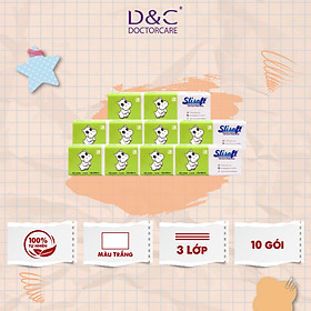 10 Bịch Giấy ăn Slisoft Trắng 3 lớp x 100 tờ đa năng,khăn giấy rút không chất tẩy trắng an toàn cho cả gia đình