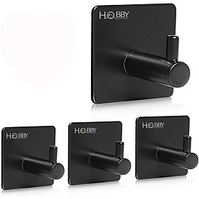 Mua Combo 4 móc dán tường chịu lực màu đen inox 304 Hobby Home Decor TV160D-4 có keo dán dính không rỉ sét