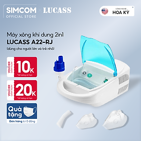 Máy xông khí mũi họng 2 trong 1 LUCASS A22 nhập khẩu chính hãng, xông khí dung, xông mũi, xông họng, bảo vệ hô hấp cho người lớn và trẻ em