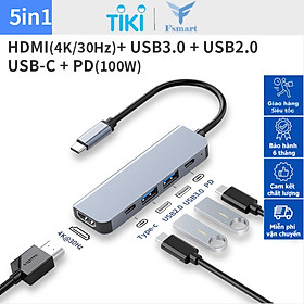 Hub Chuyển Đổi USB TypeC 5 Trong 1 SeaSy, 1 Cổng HDMI 4k, 2 Cổng USB 3.0, 1 Cổng TypeC, 1 Cổng Sạc PD, Kết Nối Với Hầu Hết Các Thiết Bị, Dùng Cho Macbook/Ipad/Surface/Laptop/Điện Thoại – Hàng Chính Hãng