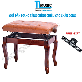 Ghế Đàn Piano Cơ Chân Cong Màu Nâu Sang Trọng ( Tặng Kèm Kẹp Bản Nhạc )