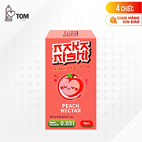[Hộp 4 cái] Bao cao su Nakanishi - Siêu mỏng 0.03mm - Hương đào