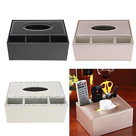 PU Leather Tissue Box Cover Napkin Case Holder Organizer