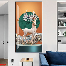 Mua Tranh Động Vật Treo Tường Trang Trí - Tranh Chú Hươu Cặp Sừng Nghệ Thuật
