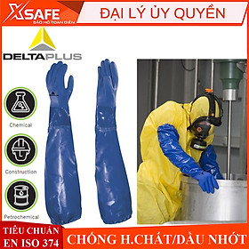 Găng tay chống hóa chất Deltaplus VE766 găng tay bảo hộ chống hóa chất, dầu nhớt, chất tẩy rửa - lót cotton thông thoáng