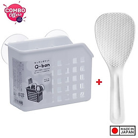 Mua Combo 1 Ống cắm đũa thìa 2 ngăn có núm hít chân không + 1 Muôi xới cơm hàng nội địa Nhật Bản