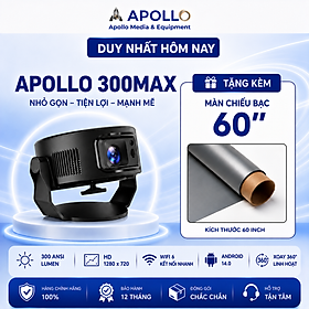 Máy Chiếu Mini Apollo 300MAX – Android 14, Siêu Nét, Hỗ Trợ 4K Chính Hãng - Hàng nhập khẩu