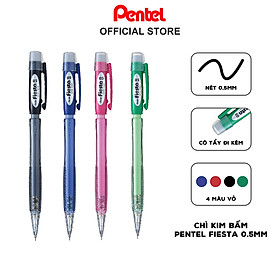 Bút chì kim bấm Pentel Fiesta 0.5mm - AX105| 4 màu vỏ| Đầu bấm tiện lợi| Chì mềm, ít gãy