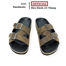 Dép nam đế trấu da bò thật thương hiệu W