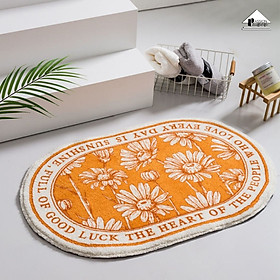 Mua Thảm Lau Chân Bầu Dục Trang Trí Cửa Ra Vào Họa Tiết Hoa