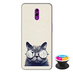 Ốp lưng điện thoại Oppo Reno hình Mèo Con Đeo Kính Mẫu 1 tặng kèm giá đỡ điện thoại iCase xinh xắn - Hàng chính hãng