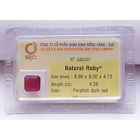 Mặt Đá Ruby Tự Nhiên Mài Giác Vuông Kiểm Định